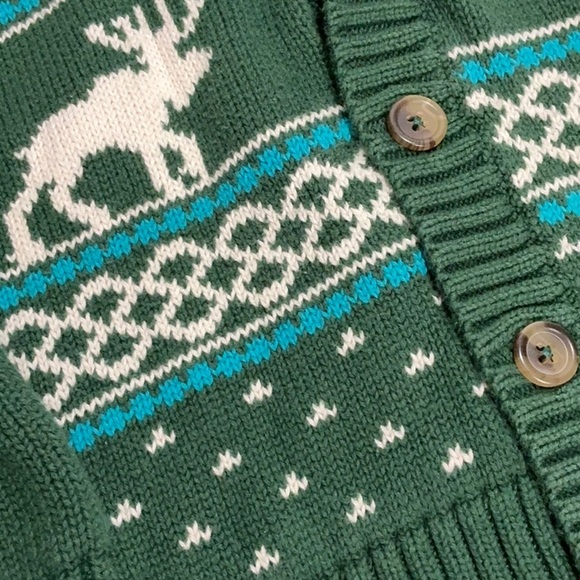 Cherokee Green Knit Cardigan with Moose Design - Picture 2 of 6
